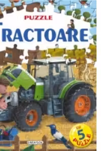 Tractoare. Carte-puzzle cu 24 de piese (contine 5 puzzle)