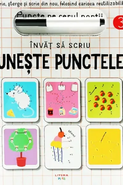 INVAT SA SCRIU. UNESTE PUNCTELE. Scrie sterge si rescrie folosind carioca reutilizabila!