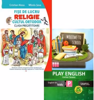 Pachet 2 caiete pentru clasa pregatitoare: Fise de lucru. Religie. Cultul ortodox si Play English Kids - caiet de limba engleza - Cristian Alexa, Corina Taranu