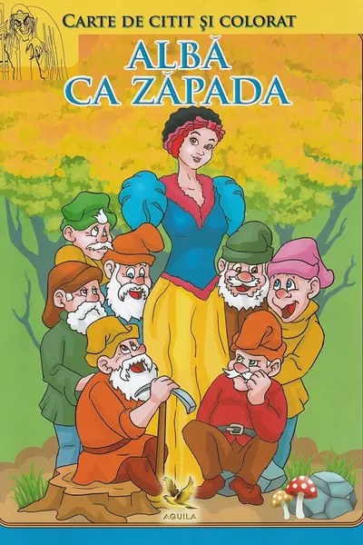 Alba ca zapada si cei sapte pitici. Carte de citit si colorat