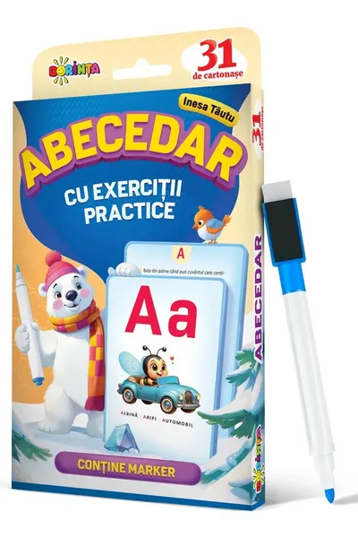 31 de cartonase. Scrie si sterge. Abecedar cu exercitii practice