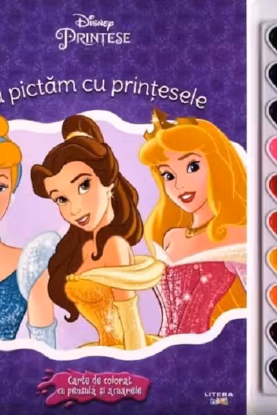 DISNEY. PRINTESE. SA PICTAM CU PRINTESELE. Carte de pictat cu pensule si acuarele