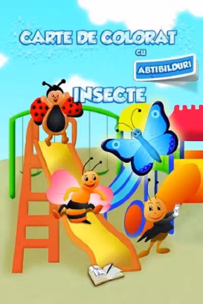 Carte de colorat cu abțibilduri. Insecte