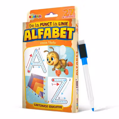 27 de cartonase educative. De la punct la linie. Alfabet