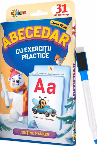 31 de cartonase. Scrie si sterge. Abecedar cu exercitii practice