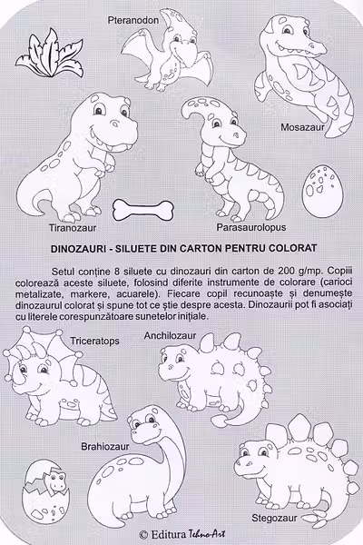 Siluete din carton pentru colorat. Dinozauri