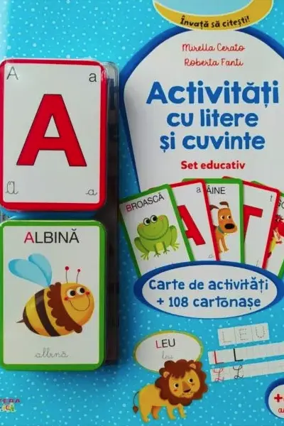 Activitati cu litere si cuvinte. Set educativ. Carte de activitati si 108 cartonase