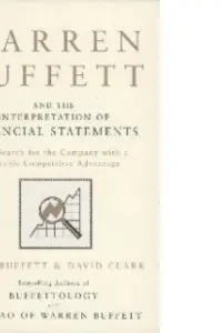 Warren Buffett and the Interpretation of Financial Statements : The Search for the Company with a Durable Competitive Advantage