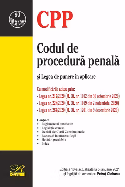 Codul de procedură penală și Legea de punere în aplicare Act. 5 ianuarie 2021