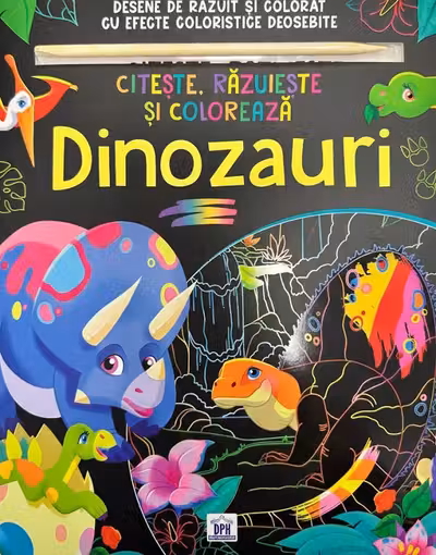 Citește, răzuiește și colorează: Dinozauri