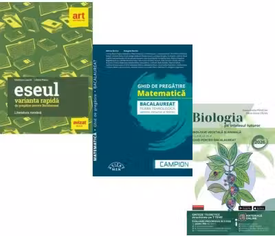 Pachet Bacalaureat 2026. Eseul. Varianta rapida de pregatire, Matematica filiera tehnologica: servicii, resurse si tehnic si Biologia pe intelesul tuturor Clasele 9-10 - Liliana Paicu, Marius Burtea, Maria Ioana Cazan