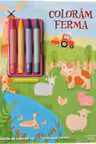 Coloram ferma. Carte de colorat cu 4 creioane cerate
