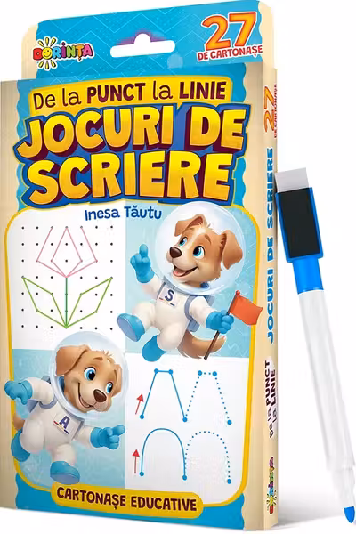 27 de cartonase educative. De la punct la linie. Jocuri de scriere