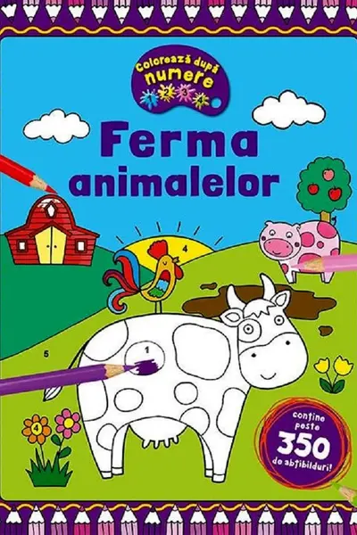 Ferma animalelor - Coloreaza dupa numere + Abtibilduri