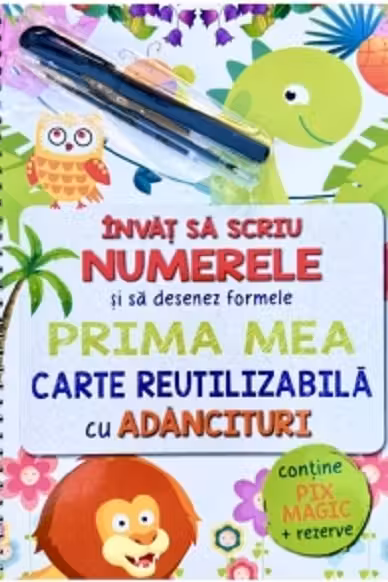 Invat sa scriu numerele si sa desenez formele - Prima mea carte reutilizabila cu adancituri