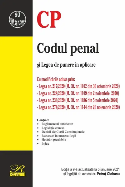 Codul penal și Legea de punere în aplicare Act. 5 ianuarie 2021