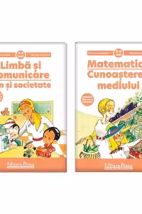 Set 2 caiete, A4, pe domenii, grupa mica 3-4 ani: 1. Limba si Comunicare. Om si Societate; 2. Matematica. Cunoasterea Mediului