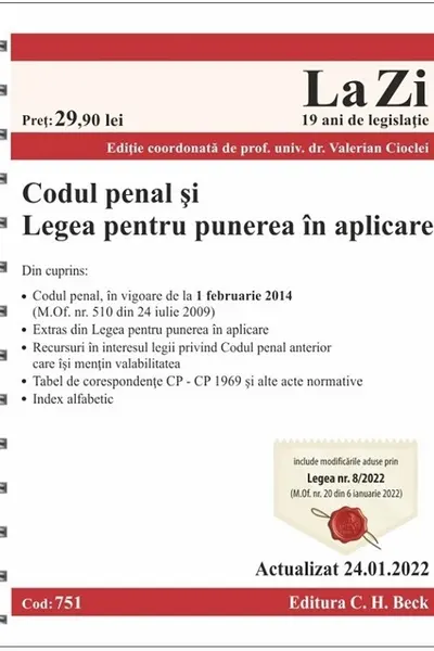 Codul penal și legea pentru punerea în aplicare Act.24.01.2022