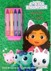 GABBYS DOLLHOUSE. DESENAM CU GABBY. Carte de desenat cu 4 creioane cerate