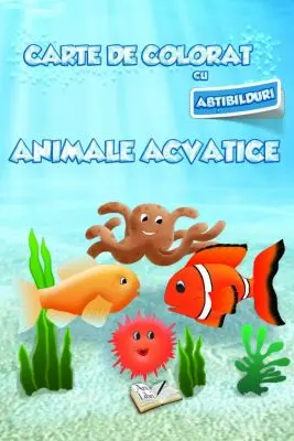 Carte de colorat cu abtibilduri. Animale acvatice