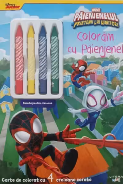 DISNEY MARVEL. PAIENJENELUL SI PRIETENII LUI UIMITORI. Carte de desenat cu 4 creioane cerate
