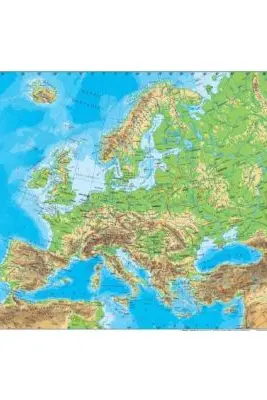 Harta Europa 50x70 cm, fizico-geografica/politica