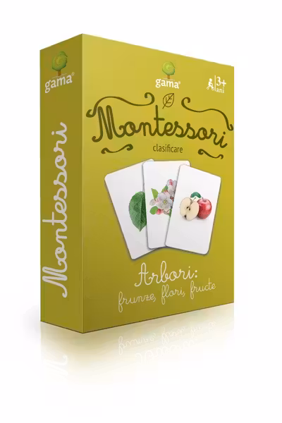 Carti de joc Montessori - Arbori: frunze, flori, fructe