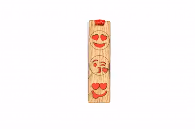 Semn de carte din lemn cu smiley face