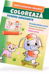 Coloreaza+autocolante Desene amuzante