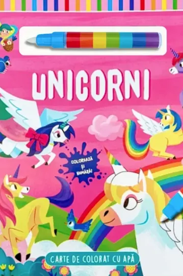 Unicorni - Coloreaza cu apa si numara