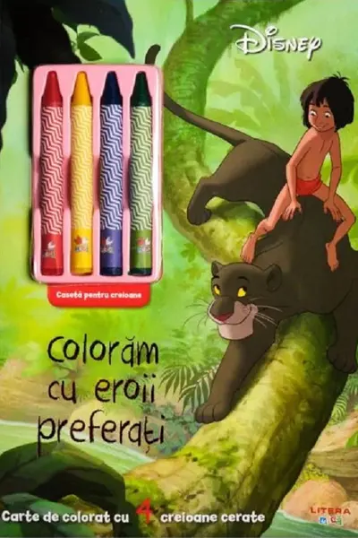 DISNEY. COLORAM CU EROII PREFERATI. Carte de pictat cu 4 creioane cerate