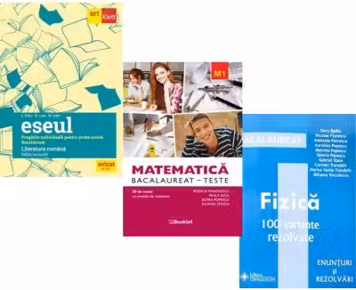 Pachet Bacalaureat 2026. Eseul. Literatura Romana. Pregatire individuala pentru proba scrisa, Matematica M1. Teste si Fizica 100 variante rezolvate - Liliana Paicu, Rodica Manolescu, Doru Badiu