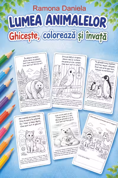 Lumea animalelor - Ghicește, colorează și învață