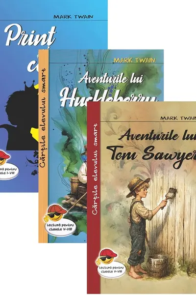 Pachet 3 cărți: Prinț și cerșetor + Aventurile lui Tom Sawyer + Aventurile lui Huckleberry Finn