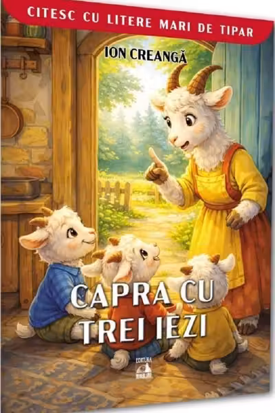 Capra cu trei iezi. Citesc cu litere mari de tipar