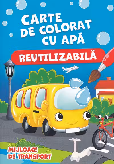 Carte de colorat cu apa. Reutilizabila. Mijloace de trasport
