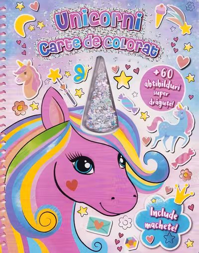 Unicorni - Carte de colorat cu corn