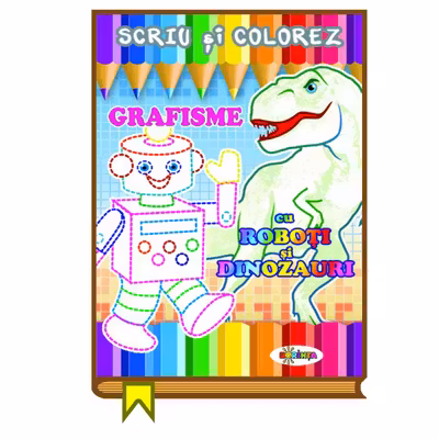 Grafizme cu roboti si dinozauri.