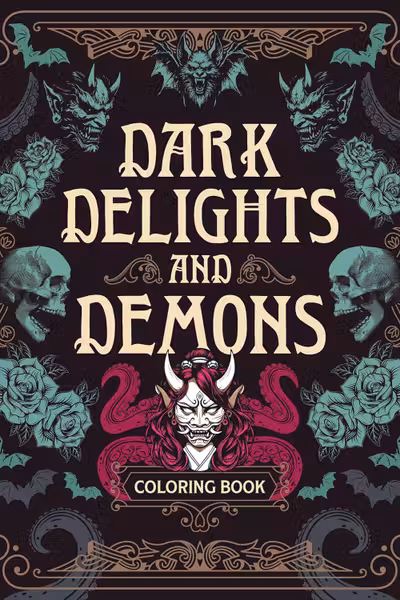 Dark Delights and Demons Coloring Book