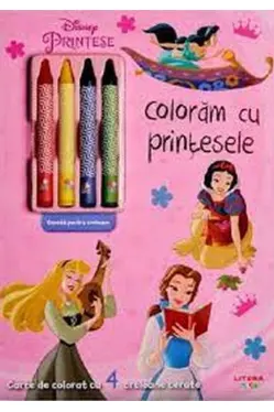 Coloram cu printesele - Carte de colorat cu creioane cerate