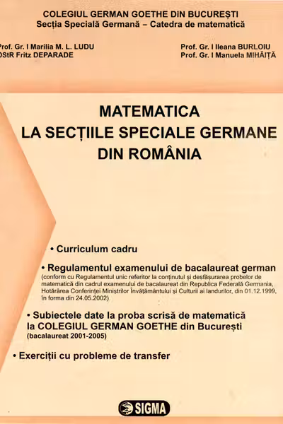 Matematica la secțiile speciale germane din românia - Bilingv