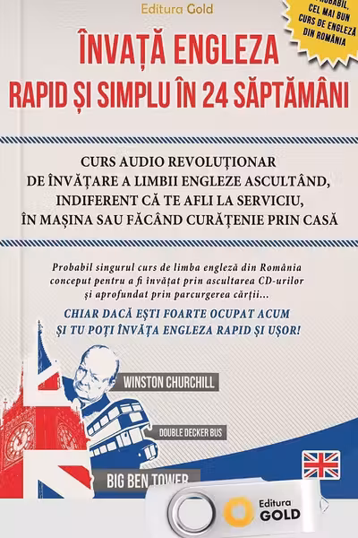 Învață engleză rapid și simplu în 24 de săptămâni + Stick USB