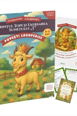 Pachet Logopedic corectare pronuntie sunet T (Printul Topi). Poveste, caiet de exercitii si diploma