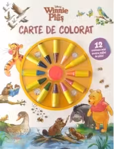 DISNEY. WINNIE DE PLUS. Carte de desenat. 12 creioane mici pentru maini de pitici