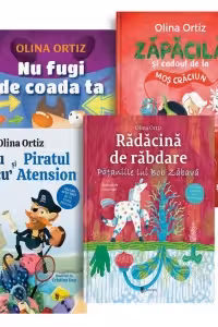 Pachet Olina Ortiz: 1. Nu fugi de coada ta; 2. Nucu Uitucu si piratul Atension; 3. Radacina de rabdare; 4. Zapacila si cadoul de la mos Craciun