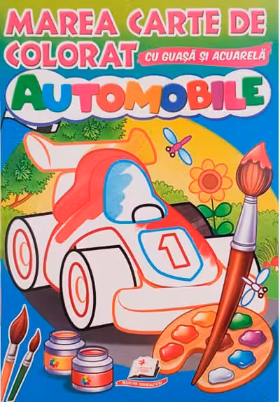 Automobile - Marea carte de colorat cu guasa si acuarela