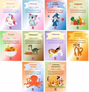 Pachet 10 carti de jucat si colorat pentru picii de la gradi!