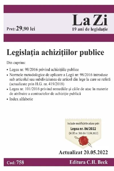 Legislația achizițiilor publice. Act. la 20.05.2022
