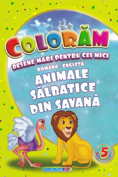 Colorăm desene mari pentru cei mici: Animale sălbatice din Savana