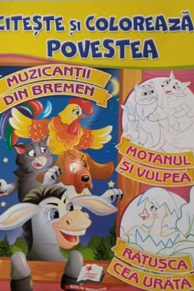 Citeste si coloreaza A4 Muzicantii din Bremen